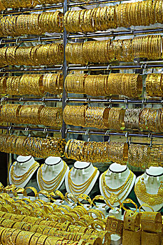珠宝店,橱窗展示,黄金市场,迪拜