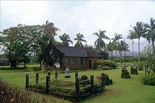 教堂,花园,考艾岛,夏威夷,美国