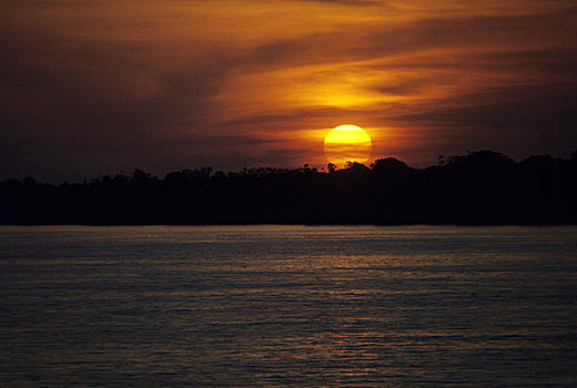 亚马逊河,日落
