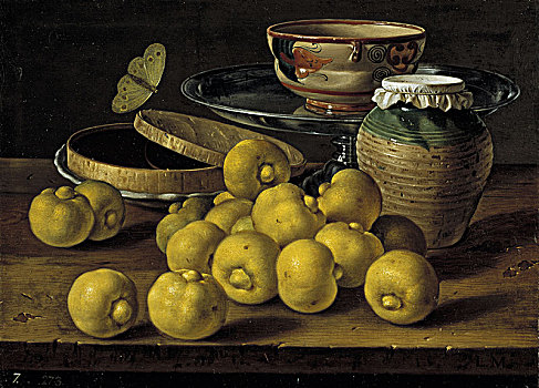 静物,柠檬,堵塞,容器,蝴蝶,一半,18世纪,艺术家