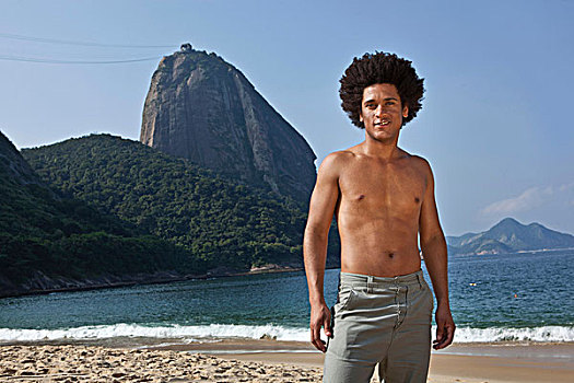 男人,头像,海滩,里约热内卢,巴西