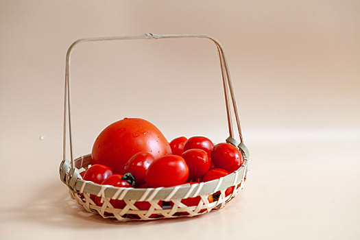 放在,篮子里,新鲜水果,西红柿,番茄,特写