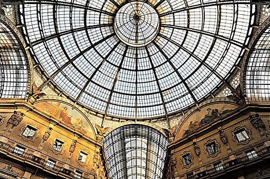 玻璃,圆顶,风景,拱廊,第一,内景,购物中心,世界,建筑师,米兰,伦巴底,意大利,欧洲