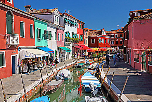 运河,彩色,房子,渔民,岛屿,布拉诺岛,泻湖,威尼斯,威尼托,意大利