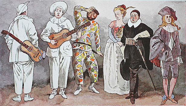 时尚,衣服,服饰,法国,1715年,意大利,插画,欧洲