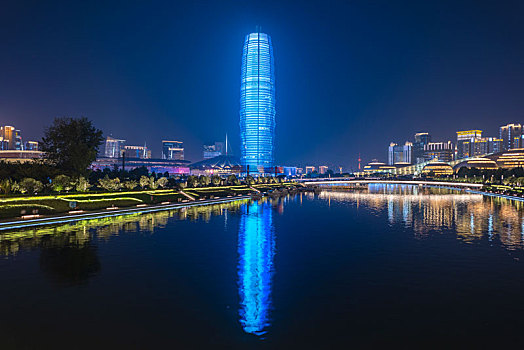 中国河南省郑州市中央商务区夜景
