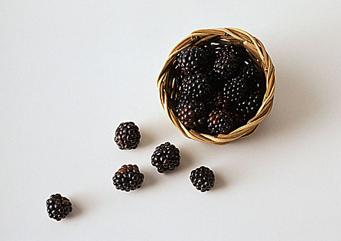 黑莓,溢出,室外,篮子