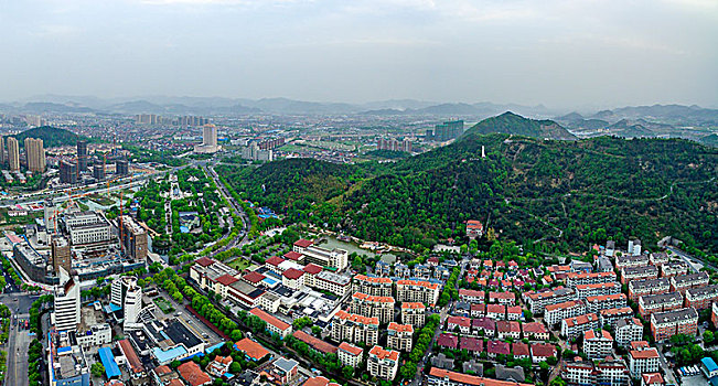 慈溪,寺山公园,全景,航拍,山,城市,建筑,房子