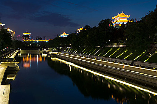 陕西西安城墙夜景