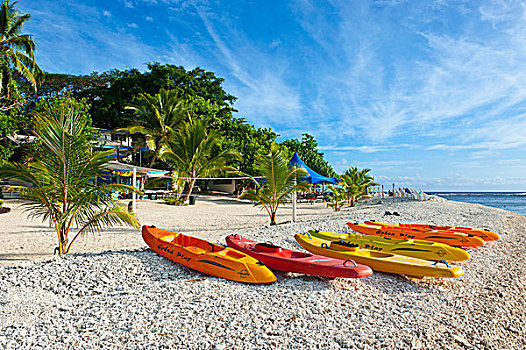 皮划艇,白沙滩,隐避处,岛屿,靠近,维拉港,瓦努阿图,南太平洋