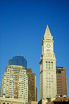 仰视,建筑,城市,海关大楼,波士顿,马萨诸塞,美国