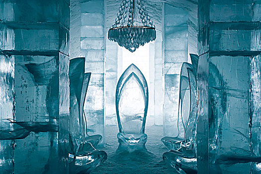 冰旅馆,冰,椅子,北方,瑞典