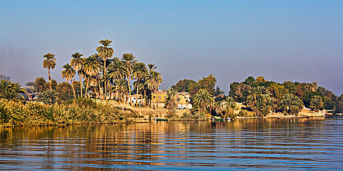 彩色,房子,堤岸,尼罗河,埃及