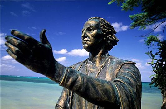 古巴,区域,哥伦布雕像,海滩