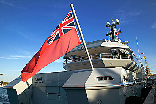 英国,旗帜,奢华,游艇,港口