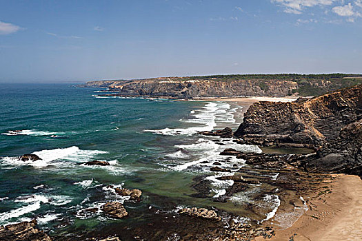 海滩,靠近,大西洋海岸,阿尔加维,葡萄牙,欧洲