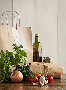 购物袋,蔬菜,药草
