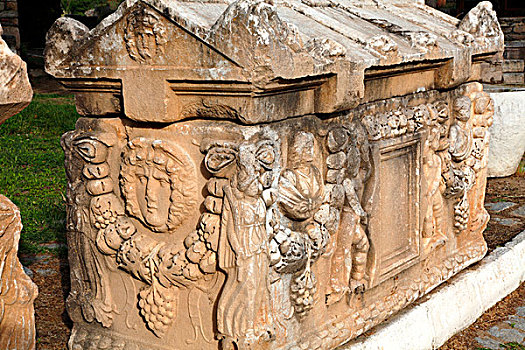 土耳其,省,区域,遗迹,阿芙洛蒂西亚斯,石棺,特写