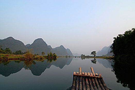 竹子,筏子,玉龙,河,岩石,喀斯特地貌,风景,靠近,阳朔,桂林,广西,亚洲