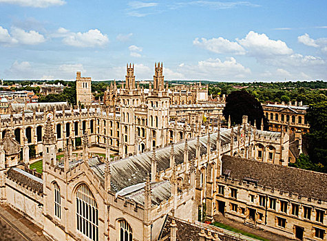 俯拍,大学,建筑,牛津大学,牛津,英格兰
