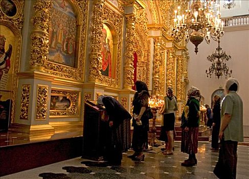 乌克兰,基辅,寺院,洞穴,信徒,祈祷,教堂,2004年