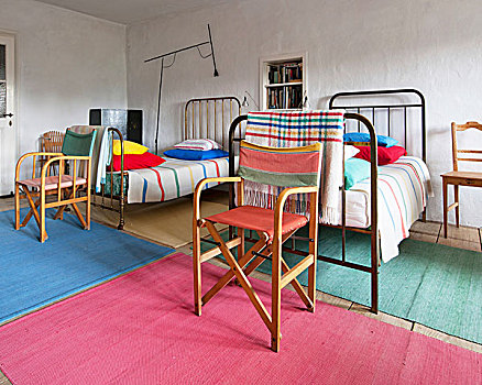 客房,黄铜,床,床单,地毯,多样,彩色