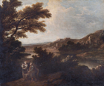 风景,飞行,埃及,18世纪,艺术家