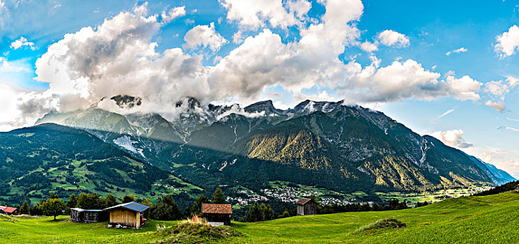 阿尔卑斯山,全景,云,风景,头,北方,奥地利,欧洲