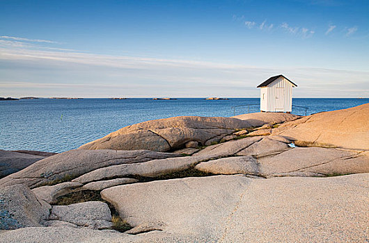 小屋,岩石,海边