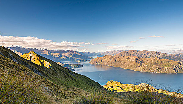 风景,瓦纳卡湖,顶峰,背影,山,奥塔哥,南部地区,新西兰,大洋洲