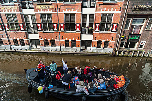 狭窄,运河,历史,仓库,船,人,阿姆斯特丹,荷兰