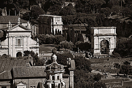 罗马,屋顶,风景,古代建筑,单色调,意大利