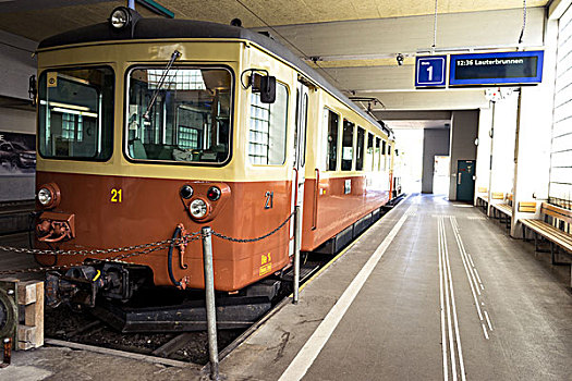 电力,列车,停止,靠近,站台,瑞士