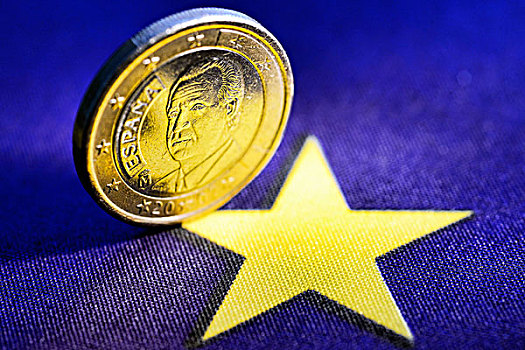硬币,欧洲,星,象征,债务,危机,西班牙