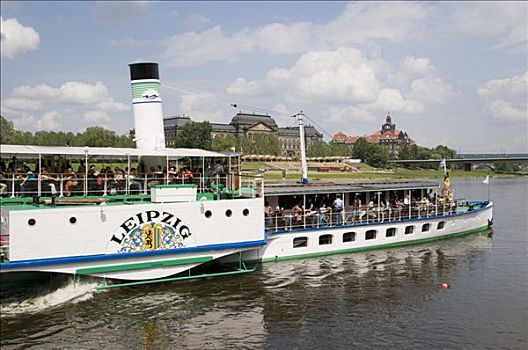 桨轮船,蒸汽船,易北河,德累斯顿,萨克森,德国