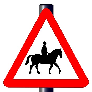 马,骑乘,交通标志