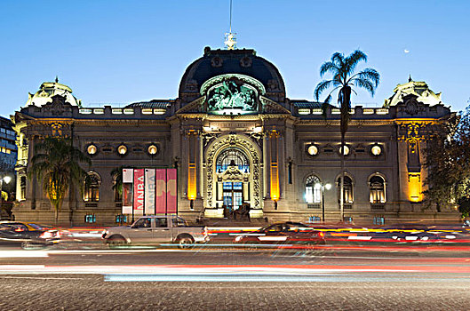 国家博物馆,艺术,晚间,附近,智利圣地牙哥,智利