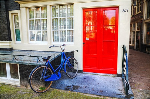 自行车,停放,靠近,房子,阿姆斯特丹