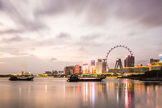 黄昏时的广东省深圳市前海片区