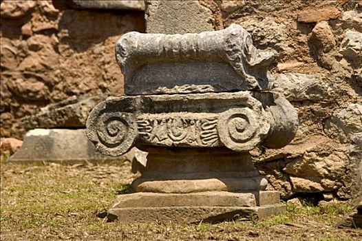 局部,柱子,爱奥尼克柱式,特尔斐城,希腊