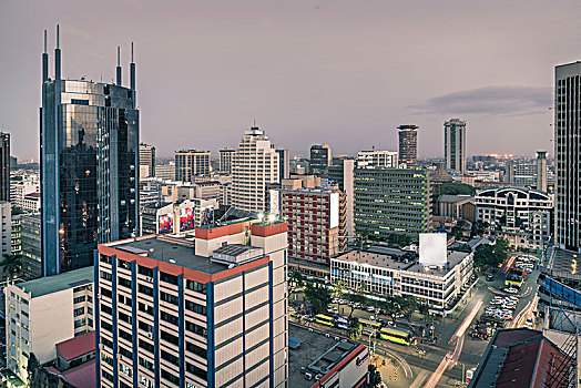 现代建筑,市区,内罗毕,黄昏,区域,肯尼亚,非洲