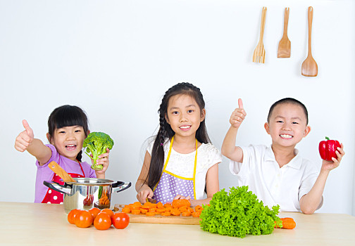 亚洲人,儿童,乐趣,健康饮食