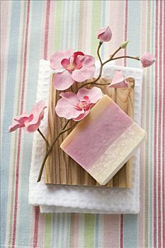 肥皂,花,木质,肥皂盒,毛巾
