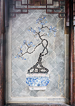 回廊砖雕照壁,南京市李渔居宅芥子园