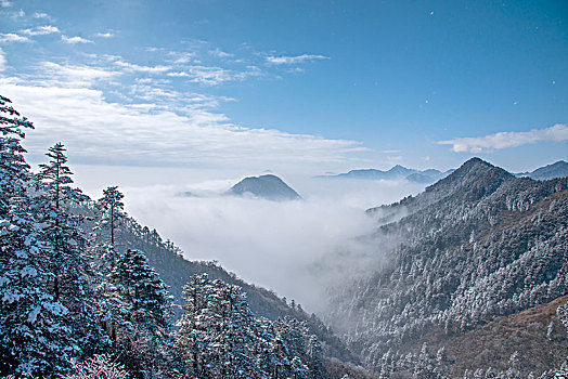 四川大邑县西岭雪山俯瞰观景台远眺西岭群山