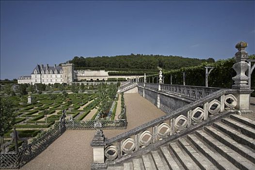 法国,卢瓦尔河,维兰多利城堡,花园