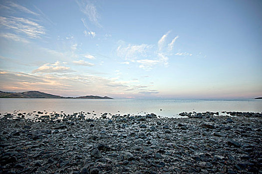 安静,水,岩石,海滩