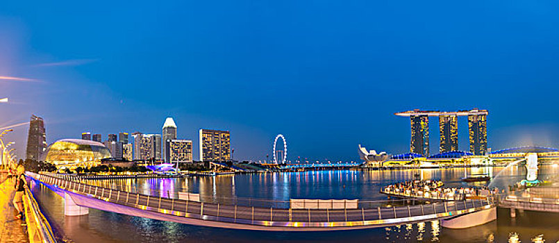 全景,黄昏,码头,湾,沙,酒店,金融中心,金融区,新加坡,亚洲