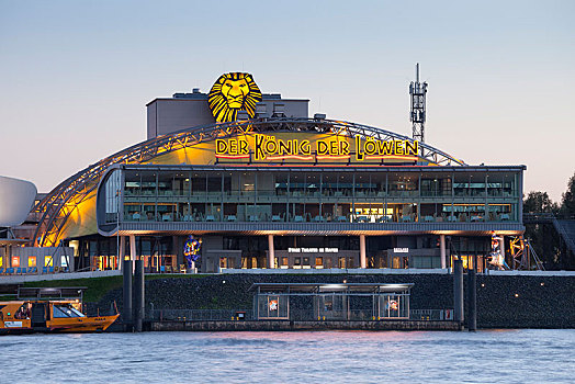 舞台剧场,易北河,音乐,剧院,狮子,国王,表演,港口,汉堡市,德国,欧洲