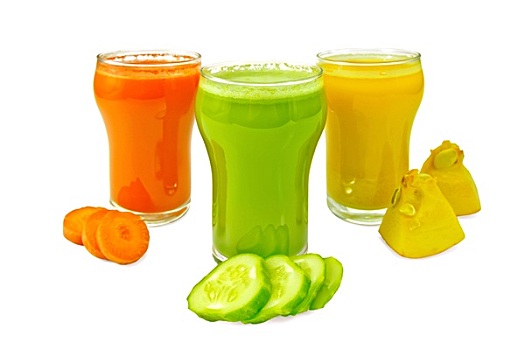 果汁,蔬菜,三个,玻璃杯